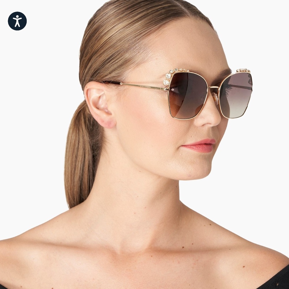 Carolina Herrera Crystal-Embellished Oversized Round Metal Sunglasses